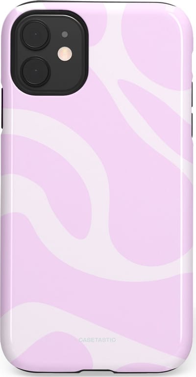 Casetastic hoesje geschikt voor Apple iPhone 11 - Dubbellaagse bescherming - Vrolijk Roze Suikerspin Curves - Fashion Case - Lichtroze Wit