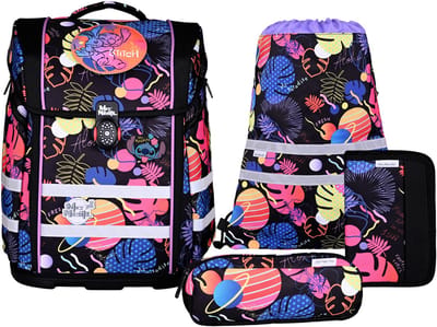 McNeill schooltas Perfecto Disney Schoolbag Set 8-delig Stitch Black kleurrijke