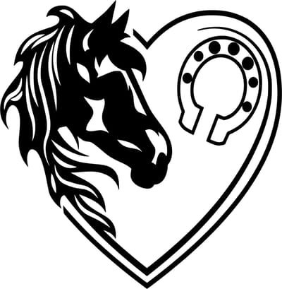 Raam - muur - aanhanger sticker - paard - hart - hoefijzer