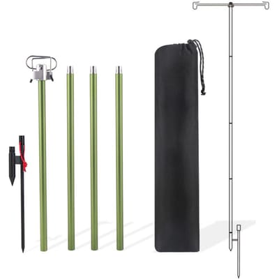 Poteau de lampe pliant en alliage d'aluminium, tige de support de lanterne réglable pour Camping randonnée pêche vert