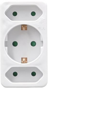 Elektrawebshop Stopcontact verdeelstekker 2-voudig euro + 1-voudig met randaarde - 226628
