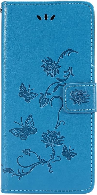 Shop4 - Samsung Galaxy A73 5G Hoesje - Wallet Case met Pasjeshouder Vlinder Patroon Blauw
