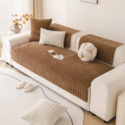 Rand-omwikkelde Effen Kleur Antislip Bankkussen Winter Warm Anti-kattenkras Bankovertrek Nieuwe Crème Stijl Bankkussen 45x45cm pillowcase