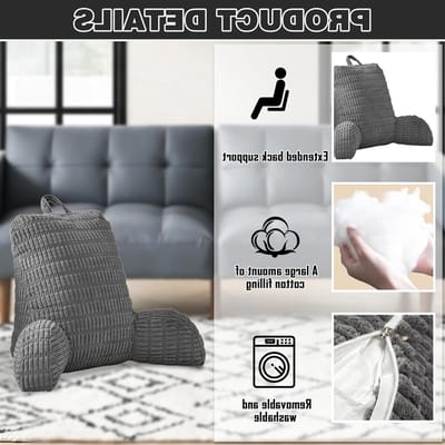 Comfortabel Leeskussen voor Bed en Bank, Rugsteun Kussen met Armleuning, Ideaal voor Lezen en Spelen op Mobiele Telefoon en TV