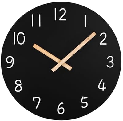 Plumeet 10" Small Wall Clock, Frameless Wooden Wall Clocks with Silent Quartz Movement, Rustic Coastal Country Village Clock Decorative for Kitchen Bedroom Living Room