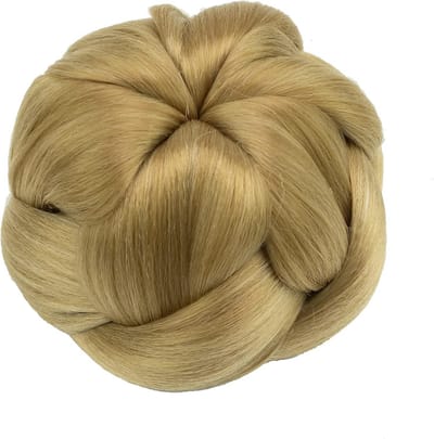 IMISSU Gevlochten Chignon Danser Pruik Chouchou Haarbedekking Donut Haarstukjes Scrunchies Haarbroodje Pruik Opgestoken Huwelijksfeest voor Dames (M1 As blond)
