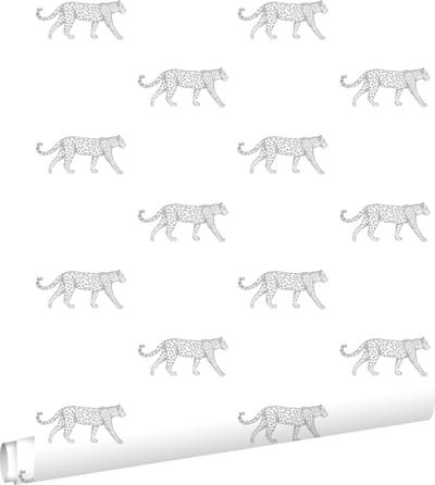 ESTAhome behang panters wit en lichtgrijs - 53 cm x 10.05 m - 139772