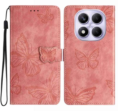Coverup Hoesje - Geschikt voor Xiaomi Redmi Note 15 Pro 5G Hoesje - Coverup Vlinders Book Case - Roze