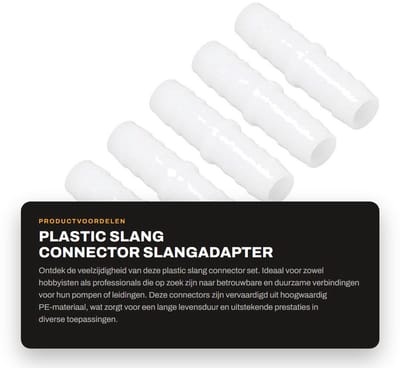 Dailygoods - Plastic Slang Connector - Slangadapter - Duurzaam en slijtvast - Wit - 10 Stuks - Perfect voor pompverbindingen - 6 mm aansluitingen