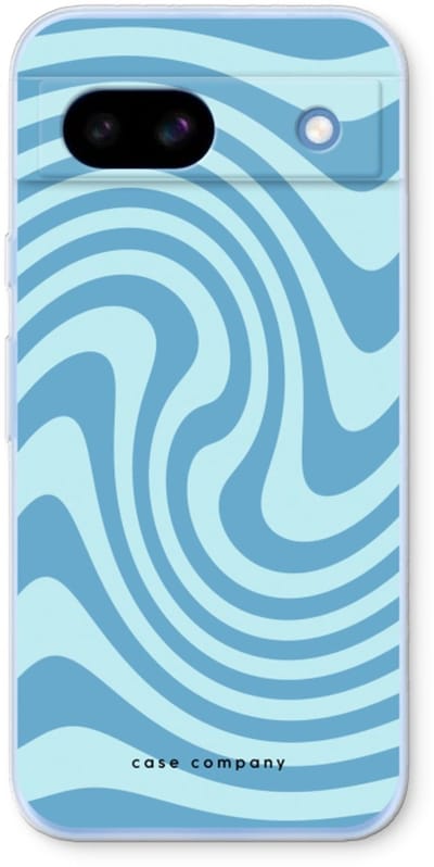 Case Company® - Hoesje geschikt voor Google Pixel 8a hoesje - Swirl Blauw - Soft Cover Telefoonhoesje - Bescherming aan alle Kanten en Schermrand