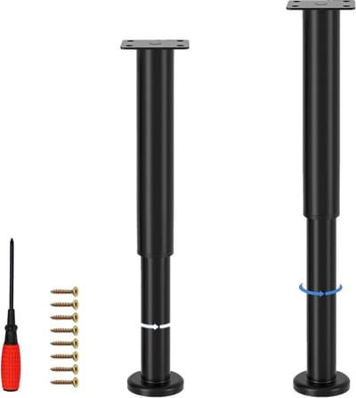 Verstelbare Meubelpoten voor Bank, Tafel en Stoel - Laadvermogen 800kg - Set van 2 (Zwart, 25-43 cm)