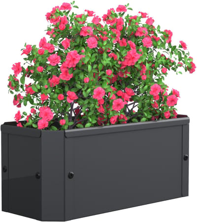 VCM Metall Hochbeet 39x18x16 cm, rechteckiger Pflanzkasten für Balkon Terrasse Garten, Blumenkasten mit und ohne Boden nutzbar, Balora S