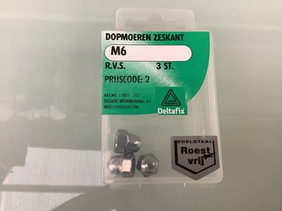 Deltafix. DOPMOEREN ZESKANT M6   R.V.S. 3 Stuks roest vrij staal.