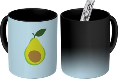 Magische Mok - Foto op Warmte Mokken - Koffiemok - Avocado - Illustratie - Groene - Vrucht - Magic Mok - Beker - 350 ML - Theemok