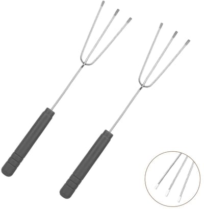 2-stuks Chocolade Dip Lepel - Snoep Dip Tool - Chocolade Tool - Kook Decoratie Lepel - Dessert Dip Tool - Driepuntig model - 20cm - Geschikt voor het dippen van chocolade, cake ballen, fruit, snoep, noten - Zilver, Grijs