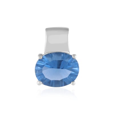 Cavill - Zilveren Hanger - 925 Sterling Zilver Geplatineerd - Kleurwissel Fluoriet 2,808 ct - Ovaal Concaaf Slijpsel - Elegant Blauw Sieraad