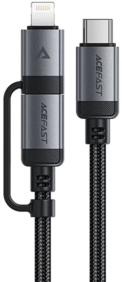 USB-C - Lightning / USB-C Acefast C20-01 Data- en Oplaadkabel, 60W, 1.2m, Zwart