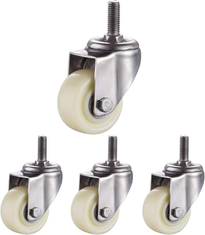 Transportwielen Zwenkwielen - Nylon Wielen Zware - Meubels Verplaatsen - Roestvrij Staal Zonder Spoor - 50mm M10 - Grijs