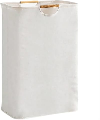 Ulisem - Wasmand - 72 liter opvouwbaar - 40x30x60 cm - Verstevigde handvatten - Waterafstotend - Wit - Zelfstaand - Lichtgewicht en draagbaar - Geschikt voor reizen en slaapzaal