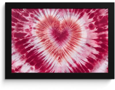 Poster in lijst - Fotolijst 30x20 cm - Posters - Hartvorm - Roze - Tie dye - Posterlijst zwart - Decoratie - Wanddecoratie woonkamer - Muurdecoratie slaapkamer