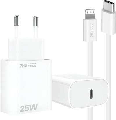 Usb C adapter 25w snellader geschikt voor iPhone 14 13 12 11 x xr xs pro max mini plus en iPad 2017 2018 2019 2020 2021 2022 met Lightning - Oplader met kabel