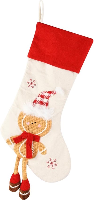 Dekoratief | Kerstkous cookie m/hangbenen, rood/wit, stof, 27x55cm | A255973