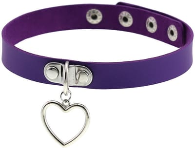 Sleutelbeenketting - Halsomtrek 32 cm~38 cm - Choker met hartvormige hanger - Halsband voor dames - Gotische leren choker - Punkstijl ketting - Choker - Halsband - Halsketting - Metalen choker - Kettingchoker - Bikerchoker - Halsring