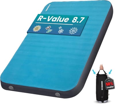 Zelfopblazend Camping Matras voor 2 Personen met R-waarde 8.7 – 10cm Dikke 3D Luchtbed voor Kamperen, Outdoor en Gastbed