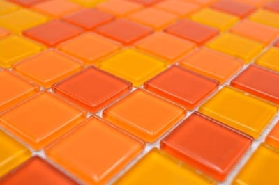 Mozaïek Tegels - Glasmozaïek Kristal - Wand Decoratie - Vorstbestendig Waterdicht - 327 x 302 mm - Geel Oranje Rood