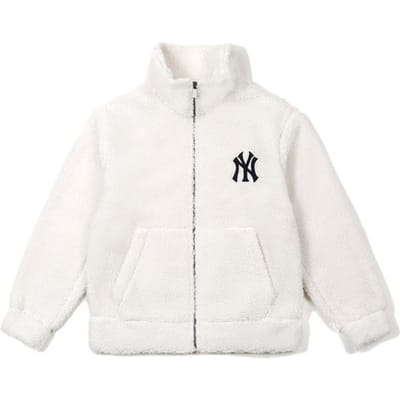 MLB Lamswol Fleece Standkraag Jas Unisex Jas Ivoor 31JPF3061-50I S