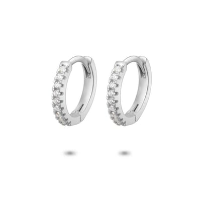 Twice As Nice Oorbellen in zilver, oorring met zirkonia, 11 mm