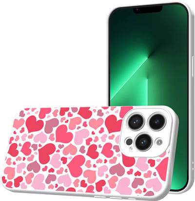 Smartphonica Telefoonhoesje Geschikt voor iPhone 13 Pro met Hartjes opdruk - TPU Back Cover Case Hearts Design - Wit geschikt voor iPhone 13 Pro