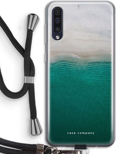 Case Company® - Hoesje met koord geschikt voor Samsung Galaxy A50 hoesje met Koord - Stranded - Telefoonhoesje met Zwart Koord - Bescherming aan alle Kanten en Over de Schermrand