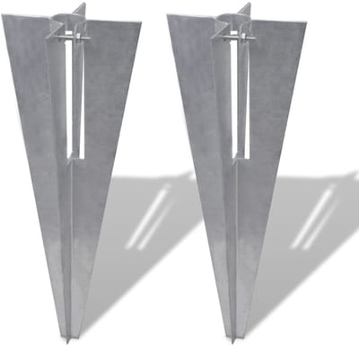 Grondanker voor Ronde Palen - 2 Stuks - Geschikt voor Ø 34 mm - Verzinkt Staal - Hoogte 50 cm - Inslaganker voor Tuinafscheiding & Hekwerk - Roestvrij