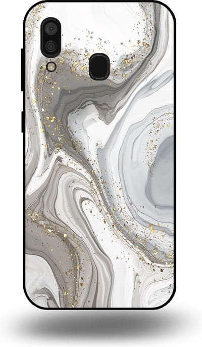 Smartphonica Telefoonhoesje geschikt voor Samsung Galaxy A30 met marmer opdruk - TPU backcover case marble design - Zilver geschikt voor Samsung Galaxy A30