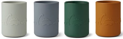 Liewood - Beker Ethan (Set van 4) - Drinkbekers - Dino Blue Multi Mix
