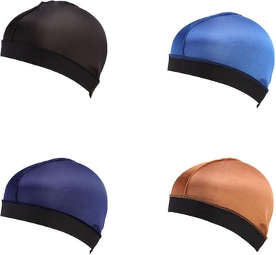 Dailygoods- Golfmuts 4 Stuks - Satijnen Haarbonnets - Ademend Polyester - Zacht en Verkoelend - Uniseks Ontwerp - Elastische Band - Slaapmuts