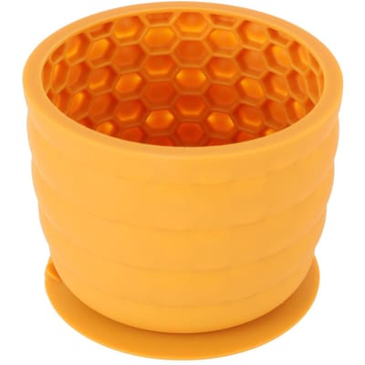 Hond Slow Feeder Likschaal Silicone Veilige Fixatie Wasbare Hond Slow Eating Kom voor Thuis Binnen L geel