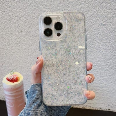 Coque de téléphone transparente à paillettes de luxe pour iPhone 16 15 14 13 12 11 Pro Max Plus X XR XS Max Antichoc Transparent Pare-chocs Couverture arrière For iPhone 13&Pc + tpu