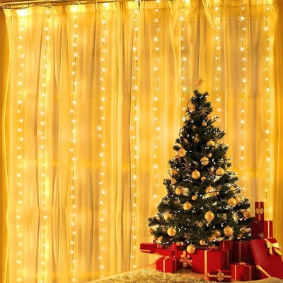 LED Kerst Gordijnverlichting - 3x3m - 300 LEDs Warm Wit - Dimbaar Afstandsbediening - Timer - IP44