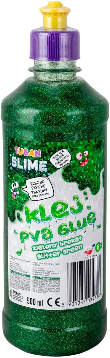 Tuban glitterlijm voor slijm PVA groen 500 ml - knutselplezier voor kinderen.