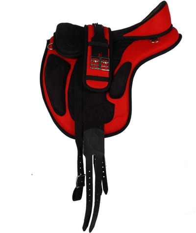Pagony Boomloos Zadel Compleet - Maat: 17 Inch - Rood - Kunststof
