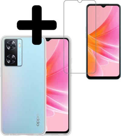 Hoesje - Met Screenprotector - Geschikt voor OPPO A57 - Sterk & Shockproof - Back Cover - Siliconen Case - Telefoon Hoes - Telefoonhoesjes - Transparant