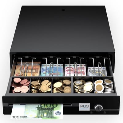 Kassalade 33x37 cm Zwart met Elektrische Opening 12V/24V en Cilinderslot