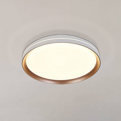 Searchlight LED plafondlamp Saucer, wit/lat, Ø 39 cm, ijzer/acryl