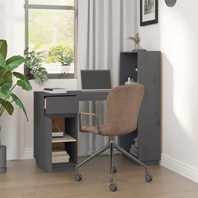 vidaXL - Bureau - 110x53x117 - cm - massief - grenenhout - grijs