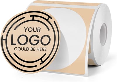 SnelShoppen - Thermische Labels 50mm Rond Vinyl Zelfklevende Stickers Rol 180 stuks Bruin Geschikt voor M110/M220/T50M