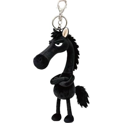 1 pièce Porte-clés Cheval Noir Jouet en Peluche Pendentif de Sac à Dos Décoration Année du Cheval Jouet en Peluche Cadeaux du Nouvel An pour Garçons et Filles black