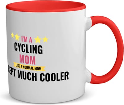 Akyol - i'm a cycling mom like a normal mom except much cooler koffiemok - theemok rood - Mama - moeder die houdt van fietsen - moeder cadeautjes - moederdag - verjaardagscadeau - verjaardag - cadeau - geschenk - moeder artikelen - 350 ML inhoud