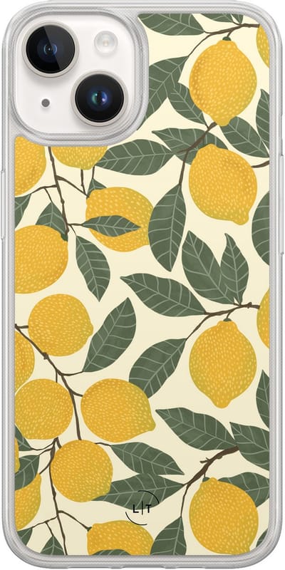 Hoesje geschikt voor iPhone 14 - Citroenen - 2in1 backcover - Natuur - Groen - Leuke Telefoonhoesjes
